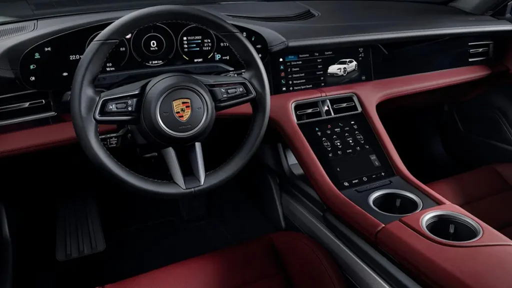 مواصفات سيارة بورش تايكان 2023 – تصميم من الداخل من منظور مميز